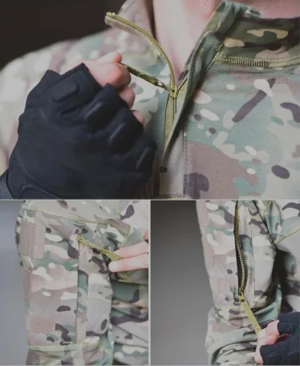 

HANWILD Quick Dry Tactical T-Shirt Long Sleeve Army Military Shirt Patchwork Plus Size Hunting Fishing Breathable Anti-shrink