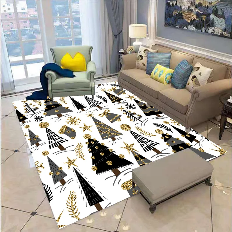 

Merry Christmas Carpet 3D Printed Carpet Square Anti-Skid Area Floor Mat Rug Non-slip Mat Dining Room Living Soft Carpet Style-2