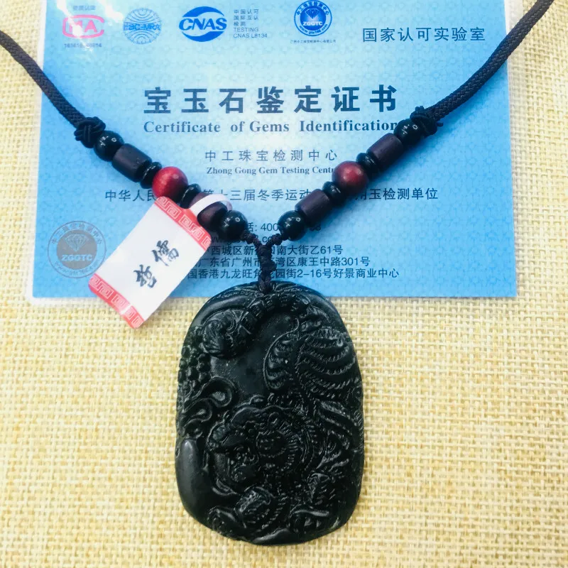 Подвескаиз натурального камня черного нефрита ручной работы черное большое