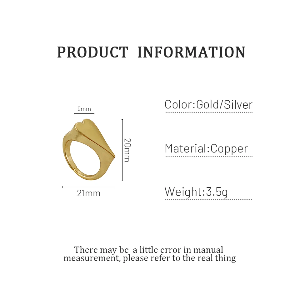 Monlansher Массивное геометрическое кольцо в форме сердца золотого и серебряного