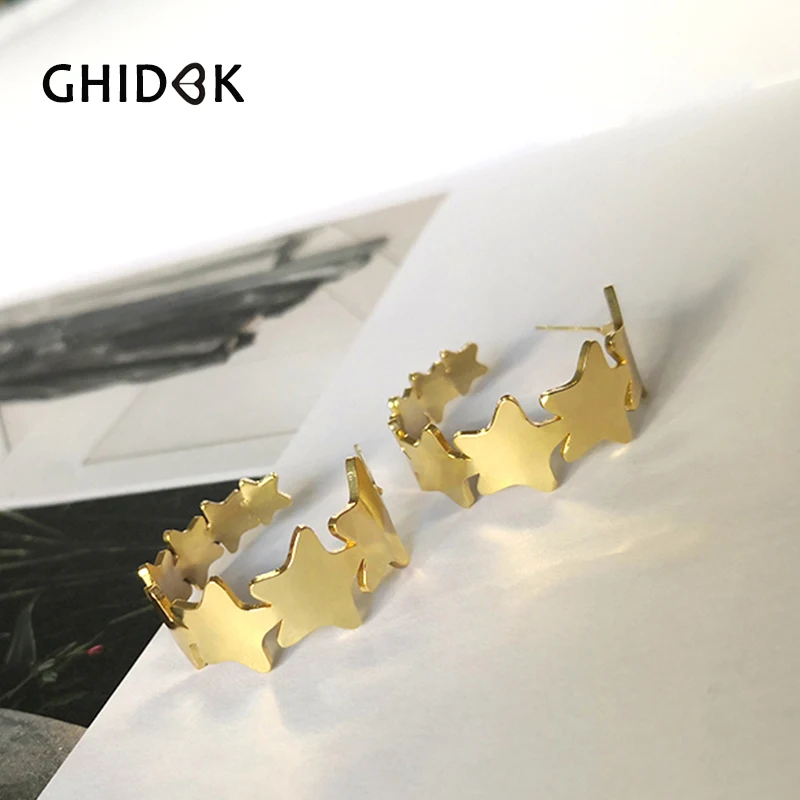 GHIDBK персонализированные мульти звезды золотой обруч серьги уникальный дизайн