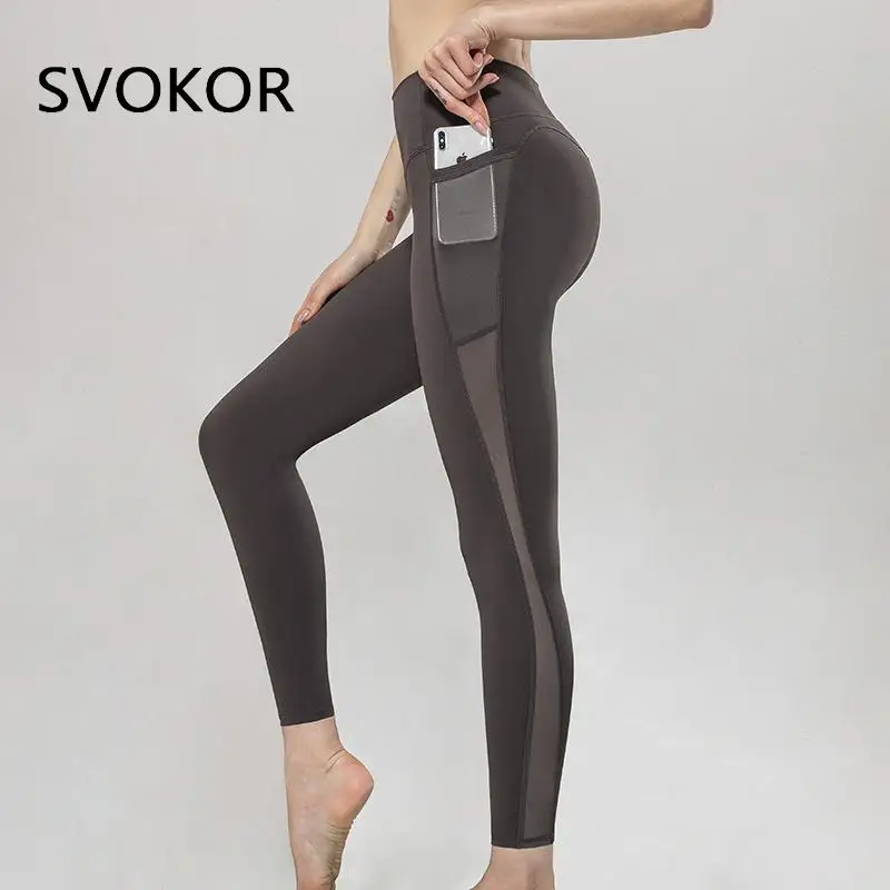

SVOKOR леггинсы Для женщин Фитнес спортивные карман сетка сексуальные спортивные Леггинсы для бега, пуш-ап, женские брюки с высокой талией