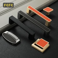fcfc zinc alloy leather handles luxury furniture gold drawer cabinet handle solid leather cabinet door pulls knobs hardware