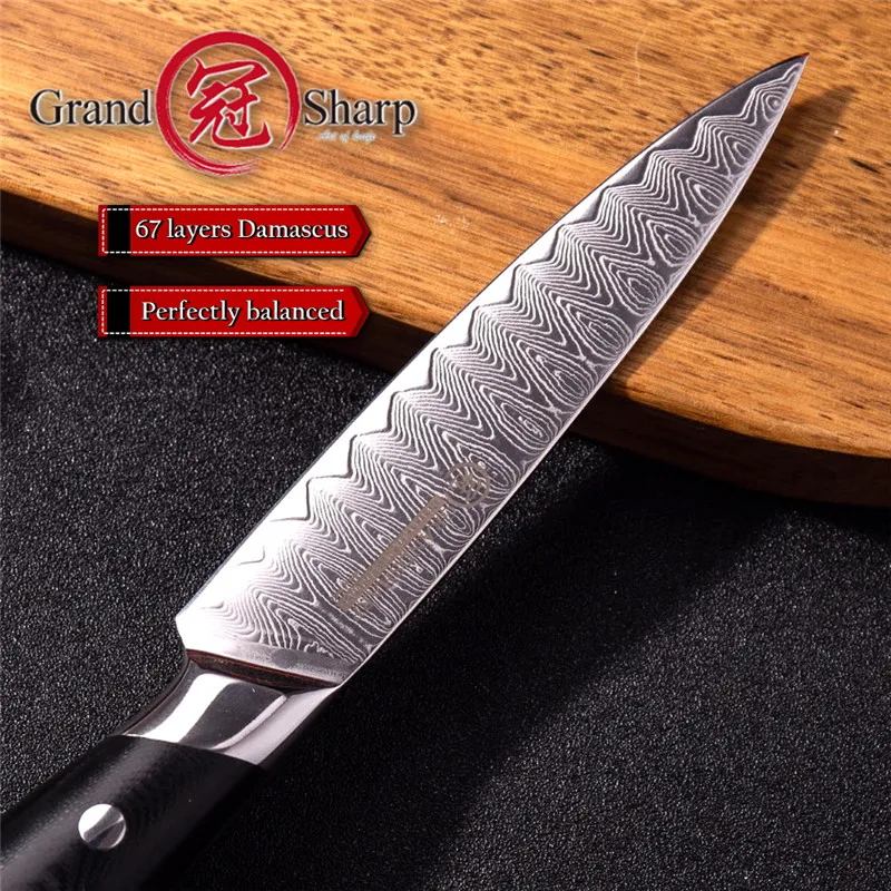 

Grandsharp Professional Damascus Steel Chef's Knife Set 67 Layer vg10 Japanese Damascus Kitchen Knives Hand Forged Cooking Tools