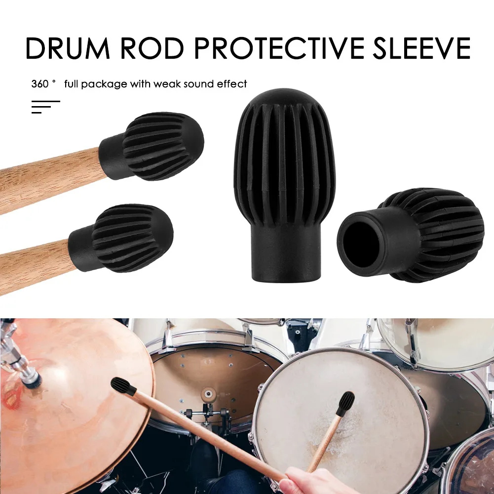 2pcs Silicone Drum Stick Head Rubber Sleeve Caps Drumstick Practice Tips Mute Damper Silent for Beginner Percussion Parts - купить по