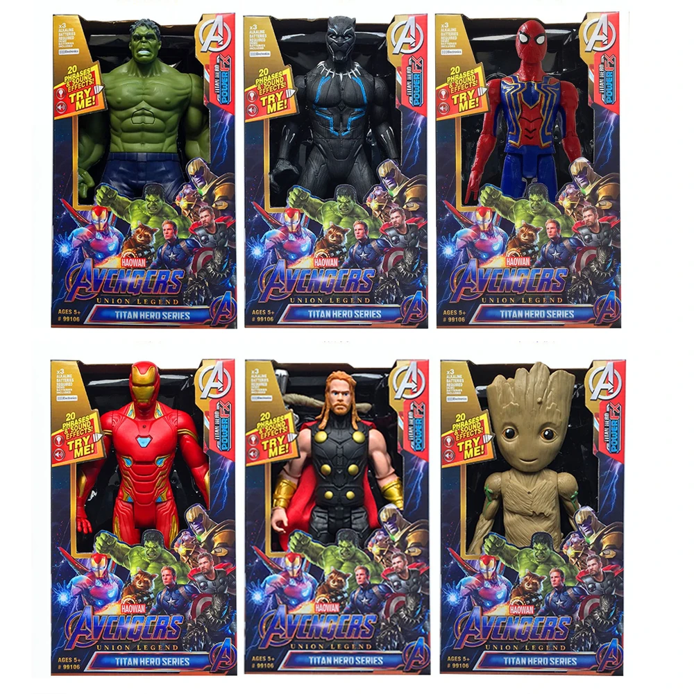 

Marvel Avengers Superhero Action Figure Iron Man Model Toy Collections Children Birthday Gifts Music Light Figures Spiderman