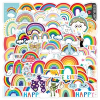 50pcs cute cartoon rainbow kawaii cloud diy stickers suitcase cellphone tablet computer cup notebook decor kid gift children toy