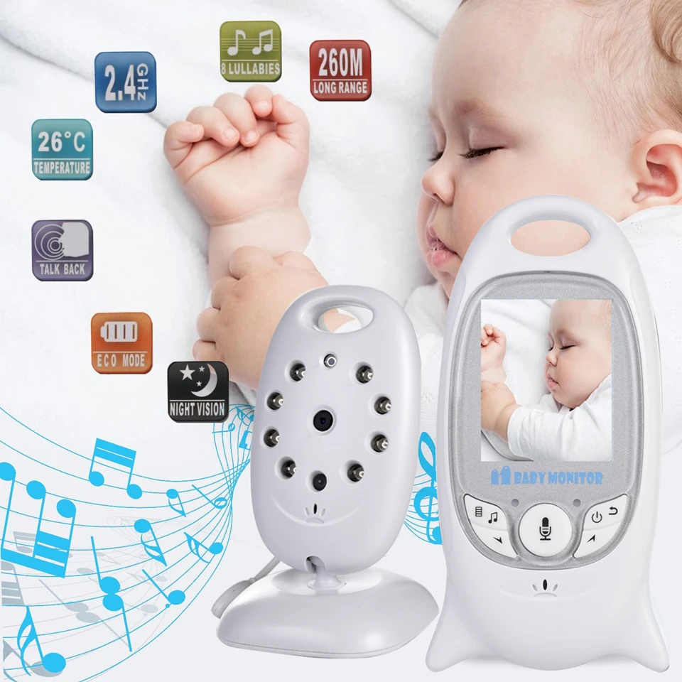 Video Baby Monitor Camera VB601 Wireless Babysitter 2 Way Talk Night Vision IR LED Temperature Security Nanny 8 Lullabies |