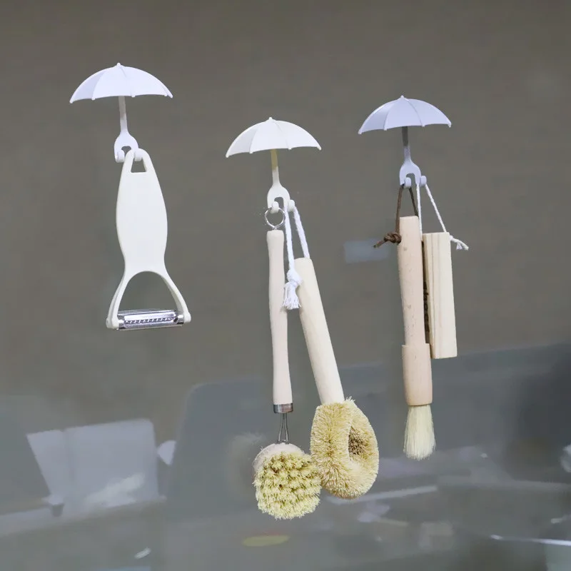 

3Pcs Umbrella Wall Hanger Toothbrush Holder Razor Hook Men Shaving Shaver Shelf Organizer for Bathroom