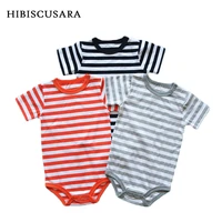 cotton infant baby summer clothes rompers striped newborn boy girl jumpsuit o collar bebe clothing short sleeve soft