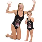 Платья для мамы и дочки, для родителей и детей, сплошной купальник с открытой спиной, пляжная одежда