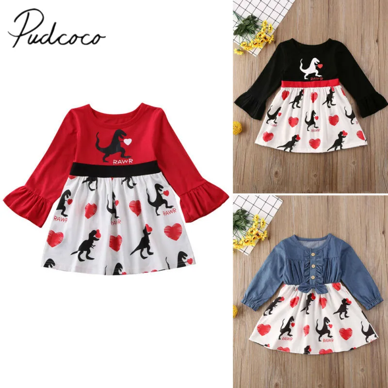 Детское демисезонное платье-пачка с длинным рукавом в вечерние динозавра |