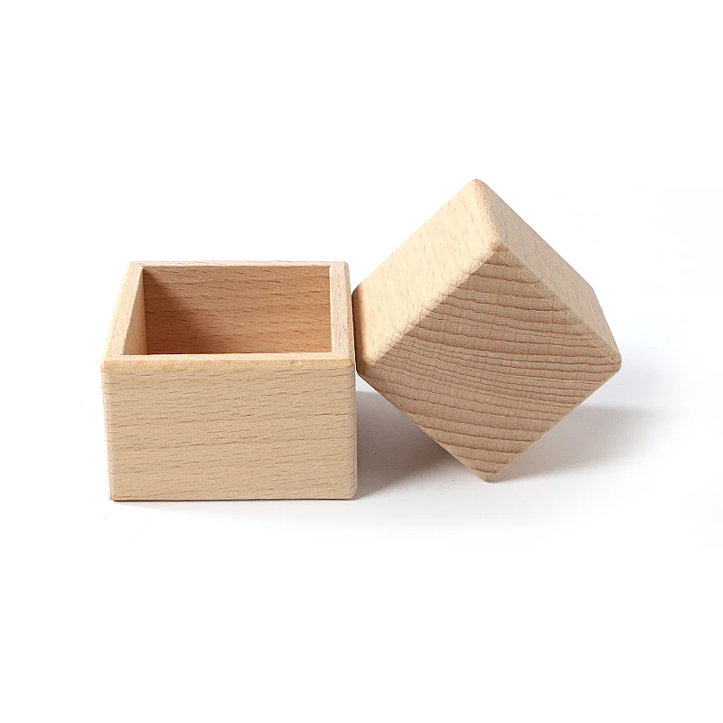 

Монтессори изделия деревянный куб с коробкой натуральные Прорезыватели сенсорные игрушки для детей 12-15 месяцев ручные упражнения для коор...