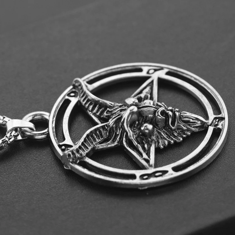 Двойное ожерелье с искусственной головой козы Винтажное колье Baphomet LaVeyan Satanism для