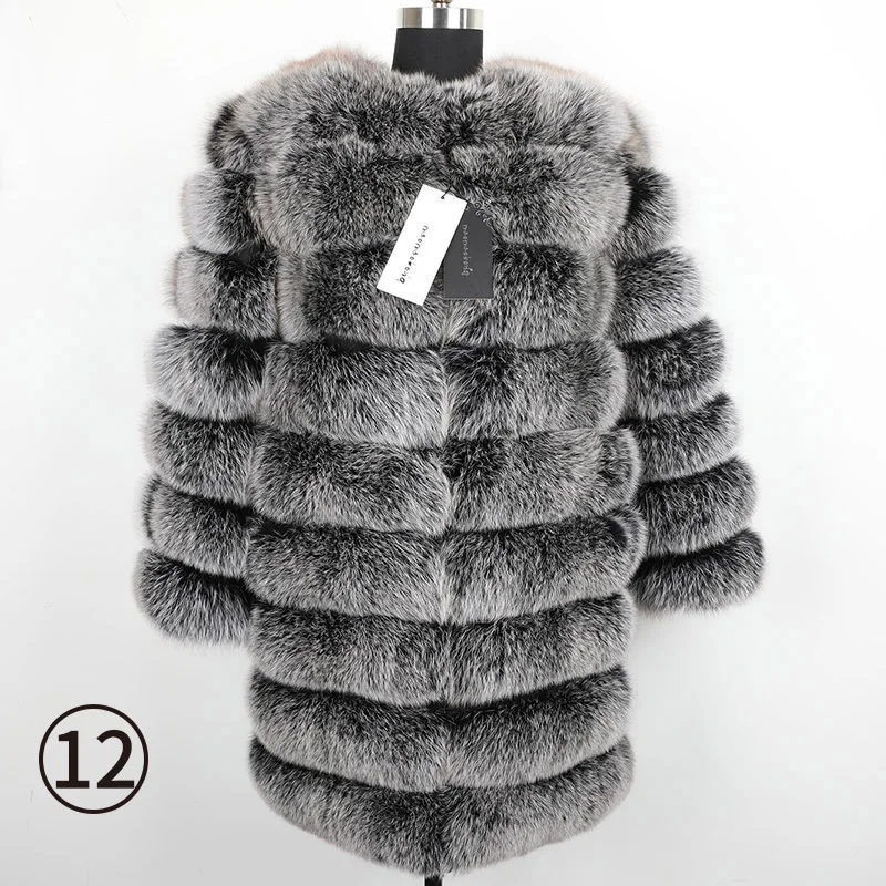 long coat-7 Maomoackong2019 модная новая стильная куртка с натуральным лисьим мехом, Тонкая зимняя женская куртка с круглым вырезом и натуральным мехом, кожаная жилетка для девочек - Цвет: long coat-7