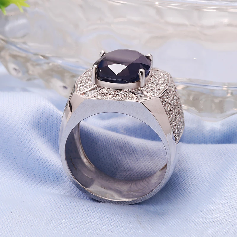 

AEAW Centre 8ct lab sapphire accent melee white moissanite Wedding Engagement Ring For Women Solitare Ring Gold