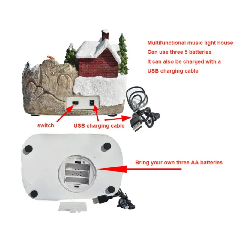 

LED Light Music Resin House Christmas Party Decorations For Home Nice Creative Illuminated Music House DIY Gift Tabletop Decor