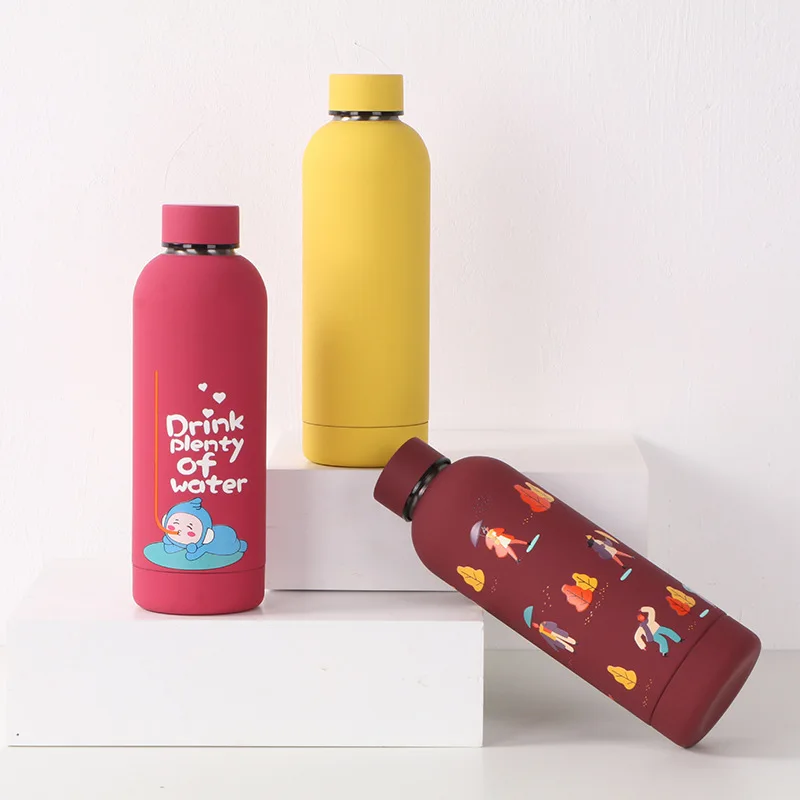 Бутылки для воды с молоком резиновая краска бутылка из нержавеющей стали 304