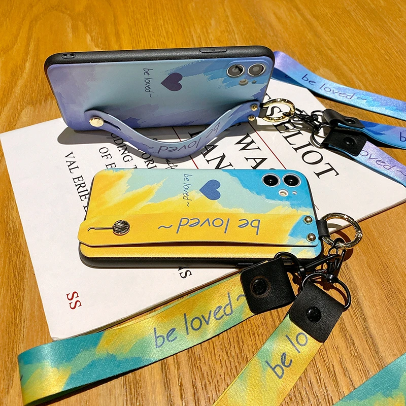 Чехол для Samsung S21 Ultra S20 FE S10 Lite S8 S9 Plus Note 20 10 + 8 9 ремешок на руку шею акварельный