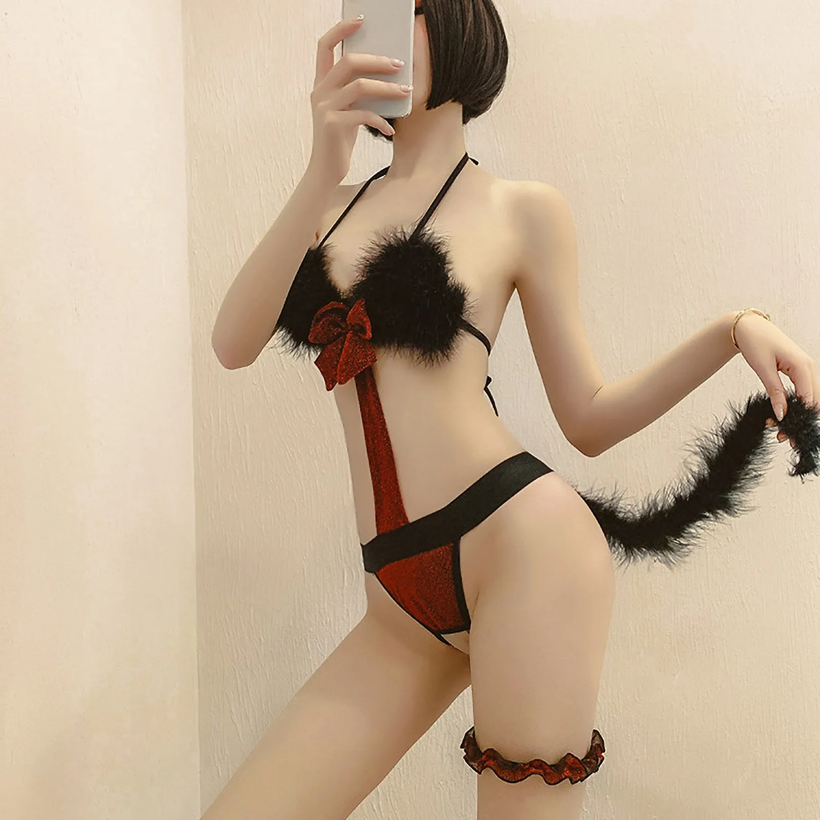 

Sexy Underwear Uniform Allure 3-Point Plush Cat Girl Role Play Suit