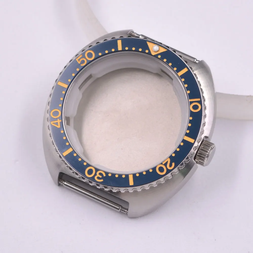 44mm Blue bezel Watch Case Fits NH35 NH35A NH36 NH36A Movement Sterile Solid steel Sapphire Glass Case