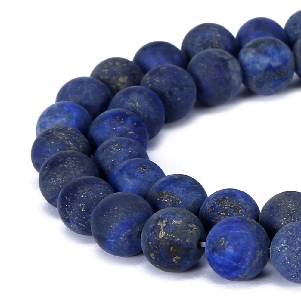 Natural Stone Beads Round Gorgeous Matte Blue Lapis Lazuli Loose For Diy Jewelry Making Necklaces Bracelets 4-12mm | Украшения и
