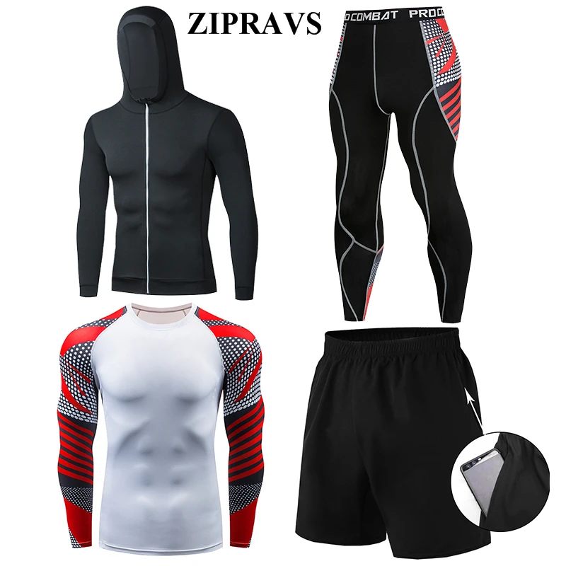 

Men's ZIPRAVS sportswear suit men's running suit jacket basketball football tennis gym leggings shorts shirt leggings sportswear