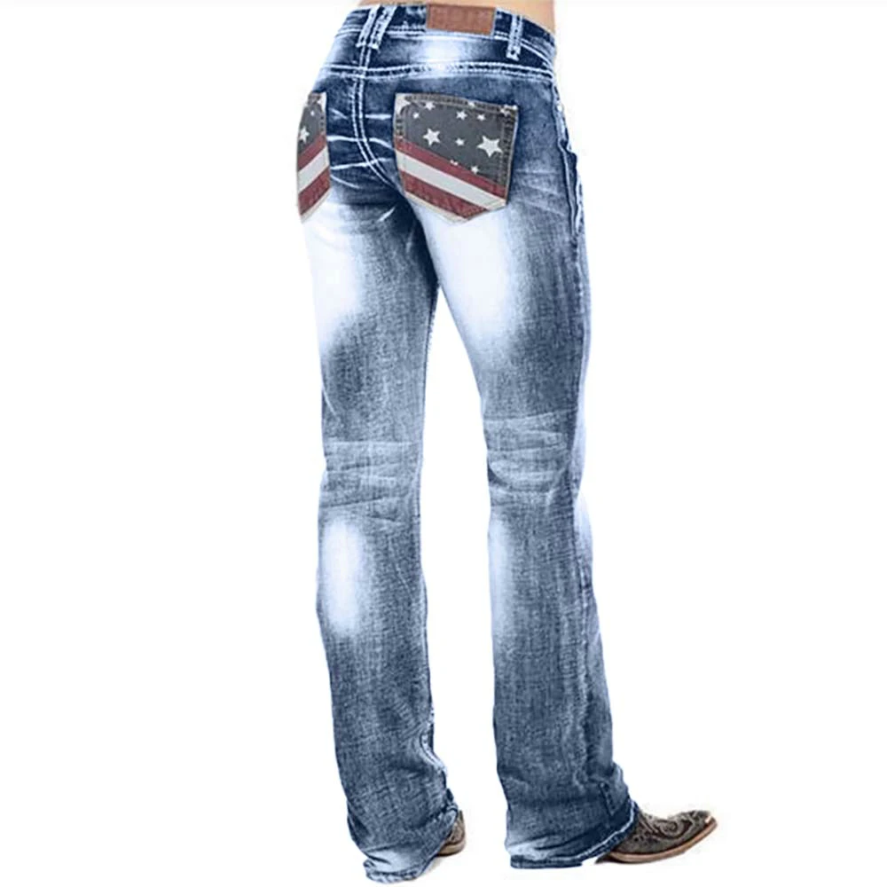 Женские выбеленные джинсы большого размера плюс с рисунком американского флага