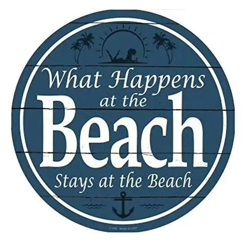 Темный синий пляжный знак с якорем 12 дюймов Круглый Забавный металлический