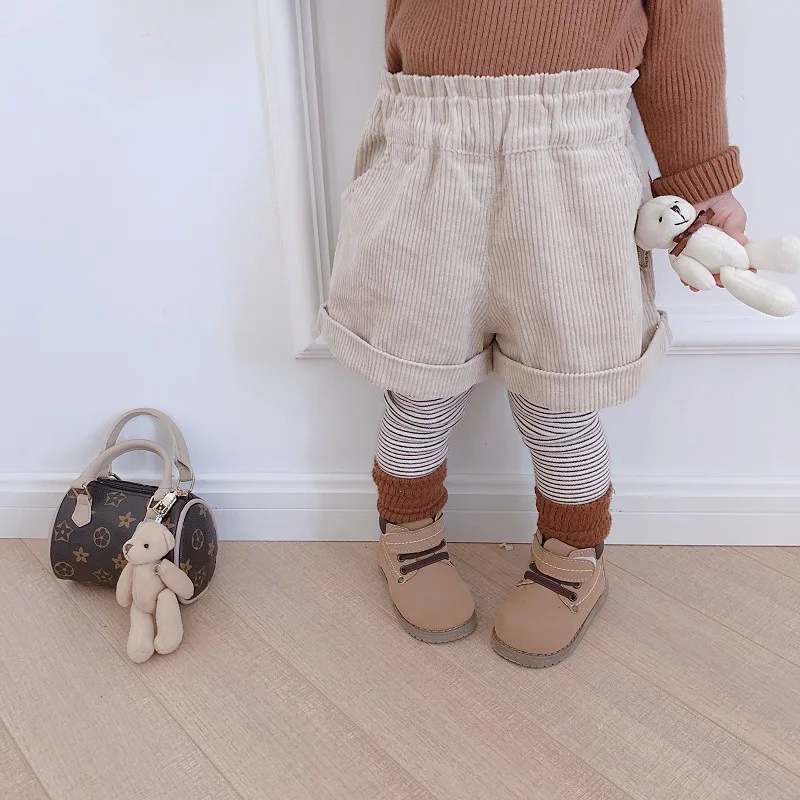NEW girls pants five cent trousers corduroy casual kids thickened outwear fashion 1 2 3 4 5 6T | Детская одежда и обувь