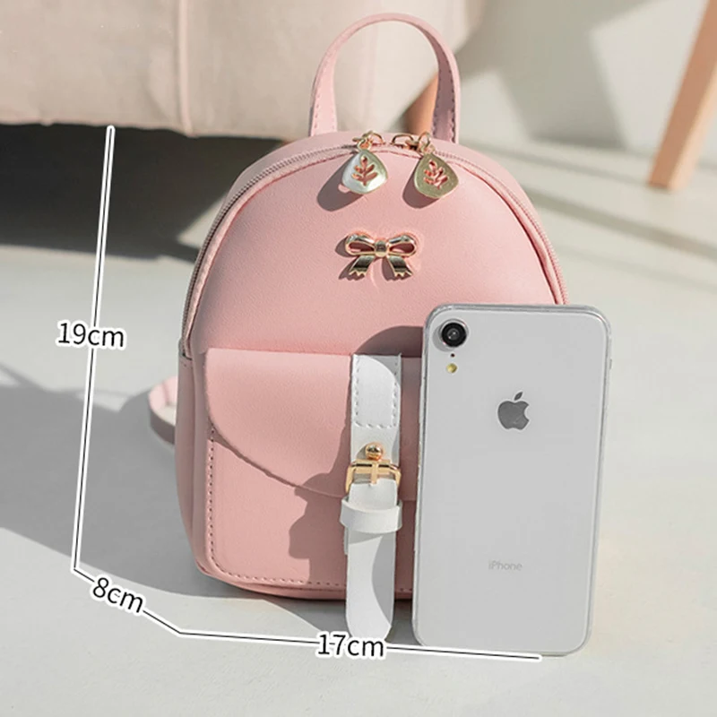 Повседневный многофункциональный Женский мини рюкзак с двойной молнией и бантом