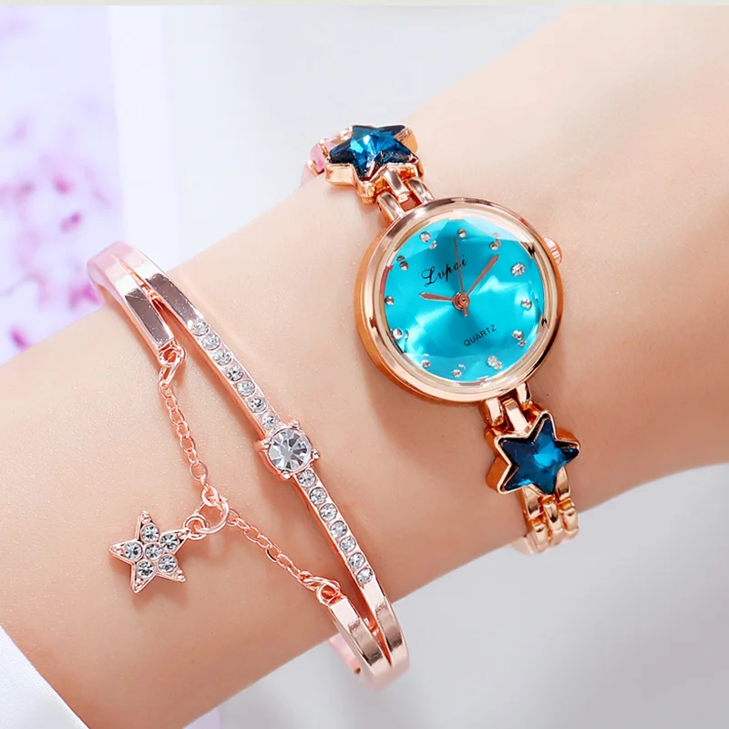 

Lvpai Brand Luxury Bracelet Watches Set For Women Fashion Rhinestone Star Bracelet Watch Ladies Dress Watches New Zegarek Damski