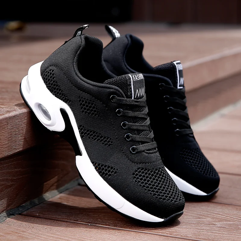 Tennis Shoes for Women Hollow Air Cushion Breathable Mesh Lace-up Sneakers Soft Woman Sport Jogging Shoes