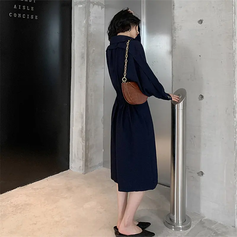 HziriP шикарные синие женские свободные с регулируемой талией офисные стройные