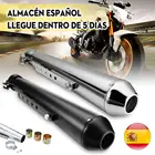 Выхлопная труба для мотоцикла Cafe Racer с скользящая Скоба матовой черной, серебряной выхлопной системой, универсальный наконечник глушителя