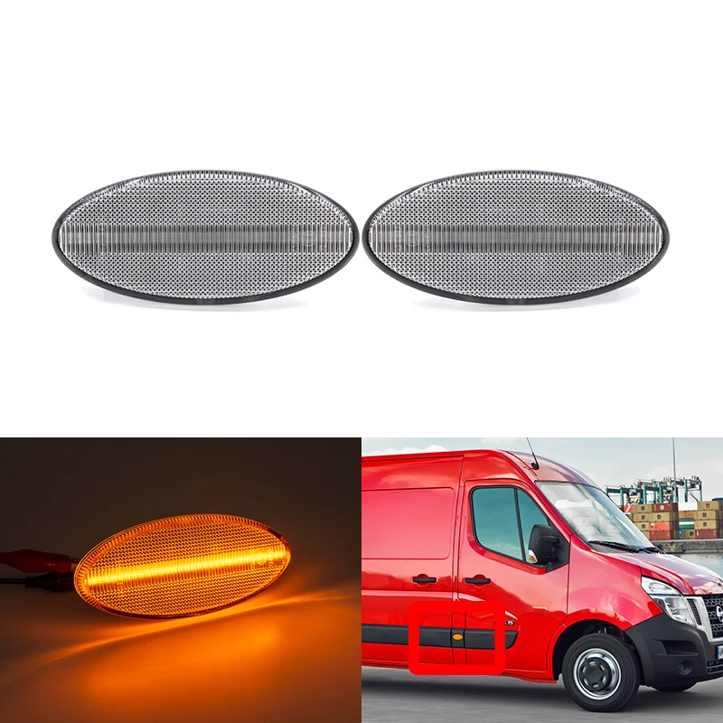 

2x Fits For Nissan NV400 For Opel Movano MK2 For Renault Master MK3 Van Clear/Smoked Amber Led Side Marker Lights Indicators