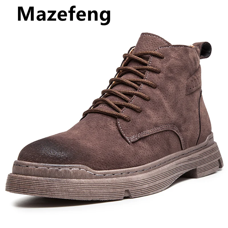 Мужские ботинки Mazefeng мужские ботильоны большого размера из лакированной кожи Crazy