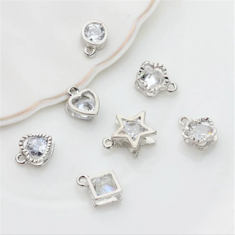 

10pcs/lot new creative metal big crystal heart star round charms connectors for diy earrings pendant jewelry making accessories