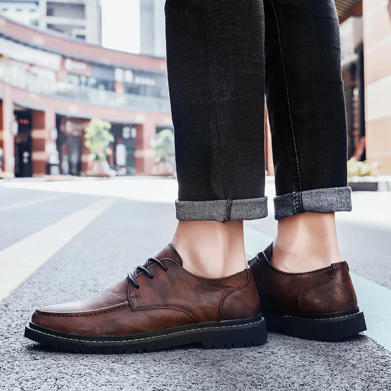 

Zapatos Casuales Para Hombre De Cuero Men Leather Casual Shoes Fashion Leisure Black Sapatos Solid White Knitting Of Sneakers