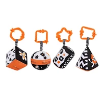 tumama high contrast baby toys set black and white stroller toy with bell car seat plush rattles hanging toy for 0 6 toddler