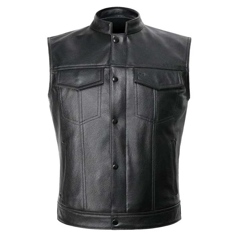 

Collaboration of leather without sleeves, plus size, 5xl, male, motorcyclist, legitimate leather
