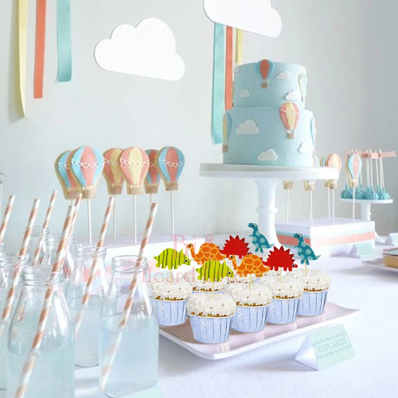 24 шт./лот динозавры мультфильм кекс pick Baby Shower вечерние торт дети день рождения украшения вечерние принадлежности