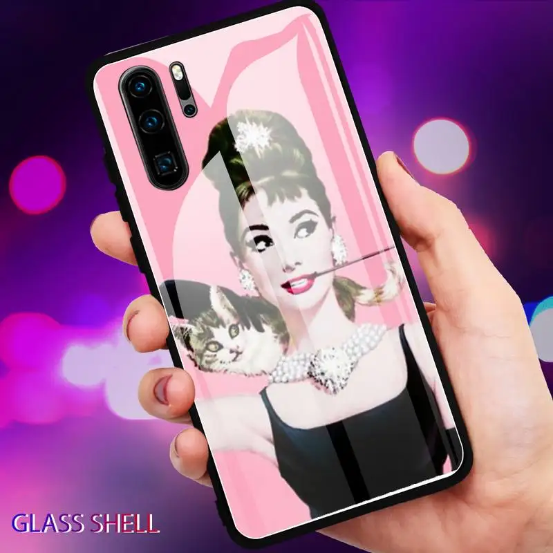 

Marilyn Monroe Hepburn Phone Case For Huawei P9 10Plus 20PRO P30 Lite Back Cover Tempered Glass Cases For NOVA 3E Series