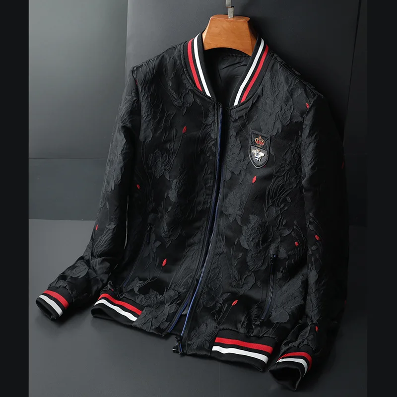 

New Men luxury Rib Sleeve Embroidered Bee Crown Striped couple Baseball Coats & Jackets Abstract digital coat Motor #N96