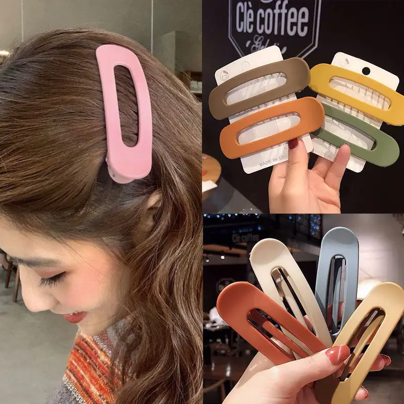

1PC Large Duckbill Clip for Women Girls Candy Color Big Hairpin Frosted Hair Clip Barrettes Geometric Side Clip Hair Accessories