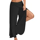 Брюки женские эластичные, широкие, Капри, однотонные, свободные, для фитнеса, танцев, размера плюс