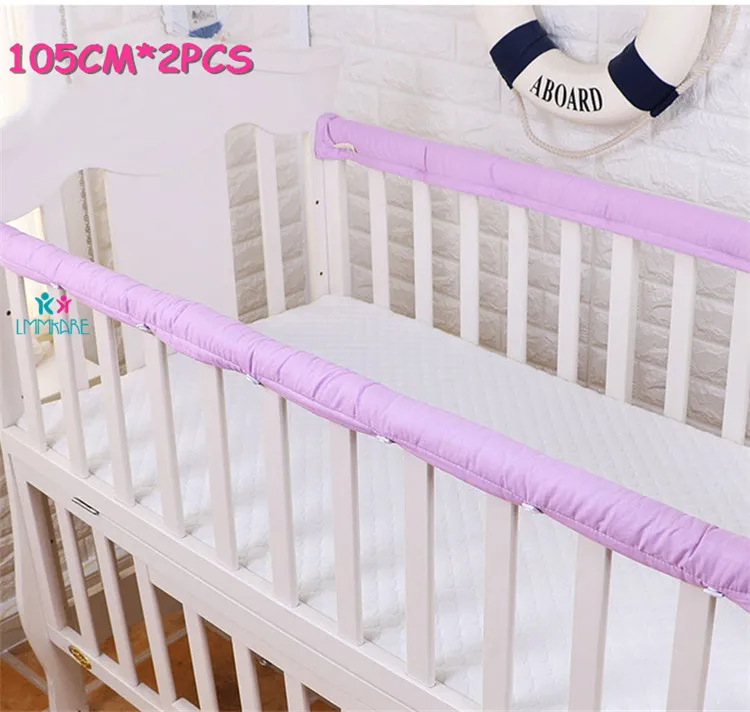 Purple 105cm Хлопковый плотный бампер для детской кроватки, защитные полосы для кроватки новорожденных, защитные накладки для новорожденных, защитные накладки на рельсы, 2 шт - Цвет: Purple 105cm
