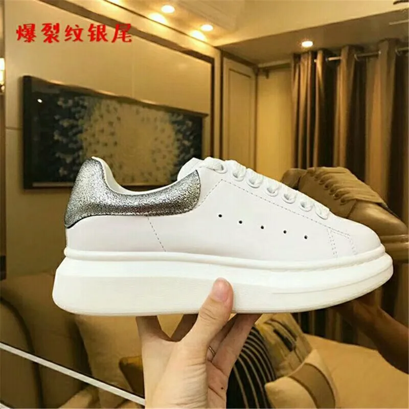 Разноцветная обувь Цвет белый черный Простая повседневная из натуральной кожи