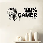 100% игровая виниловая наклейка с черепом, гарнитура для видеоигр, декор для комнаты, Настенная роспись, украшение для дома, спальни