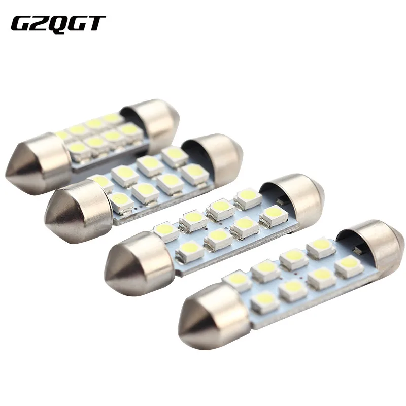 

10X 31mm 36mm 39mm 41mm White Car Light C5W C10W 8LED 3528 1210 SMD Festoon Dome Lamp Door Bulb DC 12V Reading Decorating Lights